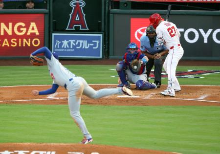 大谷、トラウトから三振　ＷＢＣ決勝以来
