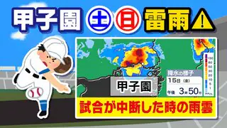 【甲子園の天気】１６日（土）もゲリラ雷雨に注意「雨はいつ雷の可能性は？」また試合中断があるのか？【雨と発雷確率のシミュレーション】兵庫・大阪・京都・奈良・和歌山・滋賀・三重・徳島・香川