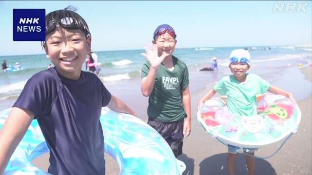 “今季最後の泳ぎを” 海水浴場にぎわう 山形 鶴岡