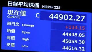 【動画】東京株、一時４万５０００円台　連日の最高値　米ハイテク株上昇で買い