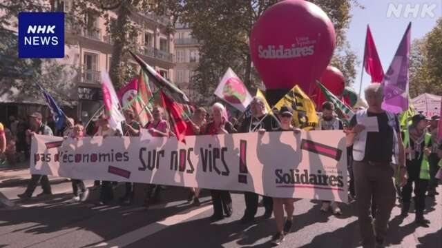 フランス 緊縮財政など反対の大規模デモ 一部で治安部隊と衝突