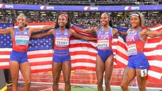 女子4×100mリレー、アメリカが3連覇！最速女王・M.ジェファーソン ウッデンは3冠達成　ジャマイカは銀【世界陸上】