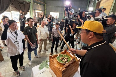 秋の味覚マツタケ、初競り始まる　初物でも重量感、8本で85万円