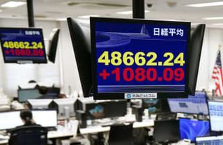東証大幅反発、一時最高値　上げ幅1100円超