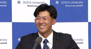 阪神が1位指名の創価大・立石正広「頑張ったよ」と父に伝えたい　バレーボール一家からプロ野球選手に【ドラフト会議】