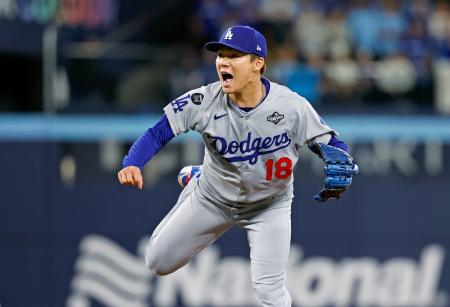 山本がＷＳ初完投勝利　大谷１安打、１勝１敗に