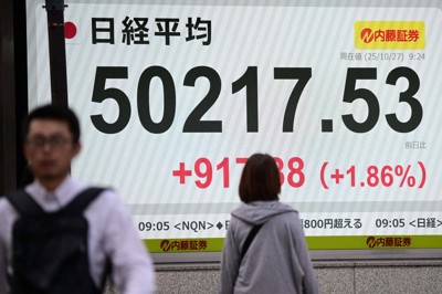 日経平均株価、終値も史上初の5万円台　5万512円32銭