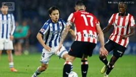 久保建英、2度倒されても…「絶対渡さない」粘りの鬼ディフェンスでイエローカード誘発「意志を感じる守備」