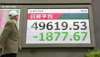 東証急落、5万円割れ　米株安、AI関連株に売り
