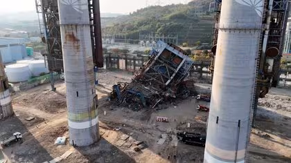 【映像】解体工事中のボイラー施設が倒壊し作業員9人生き埋め、3人死亡…救助活動が難航　韓国南東部・蔚山