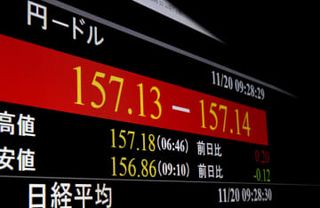 円急落、一時157円台　長期金利上昇1.8％、財政懸念