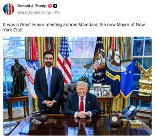 トランプ氏が突如、「悪口」を封印した背景　敵対するマムダニ氏との会談、「親切で温厚な一面」をアピール