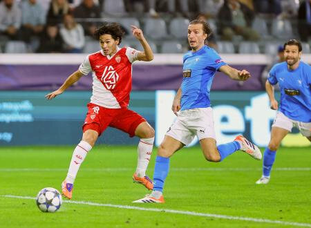モナコの南野、日本人最多６点目　今大会初ゴール、欧州ＣＬ