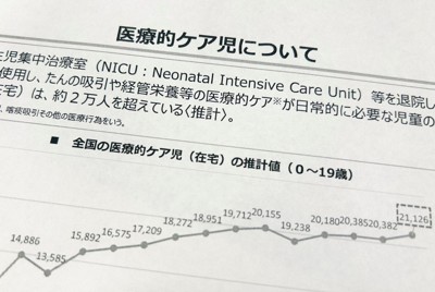 医療的ケア児は推計2万人　介護担う家族「SOS出せる社会に」