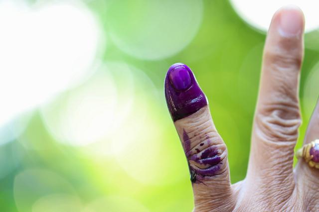 【写真まとめ】紫のインクの指、銃を持った警官&hellip;ミャンマー総選挙