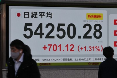 日経平均株価、一時初の5万4000円台　半導体関連中心に買い優勢