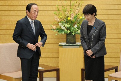 高市首相、日銀総裁と会談　政権発足後2回目　「一般的な意見交換」