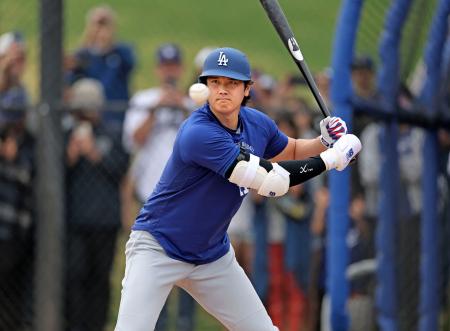 大谷キャンプ「初安打」　２度目の実戦形式打席