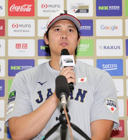 大谷がチーム合流、室内で打撃　ＷＢＣ日本代表が練習