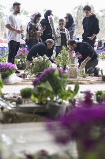 悲嘆と怒り「許さない」　イラン墓地、あふれる遺影
